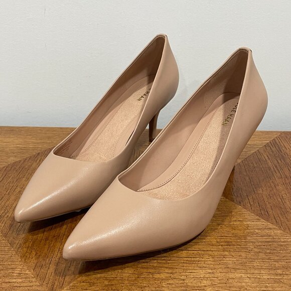 Cole Haan Go-to Park Pump Womens 9B Nude Leather Pointed Toe Stiletto Heels - Picture 2 of 13